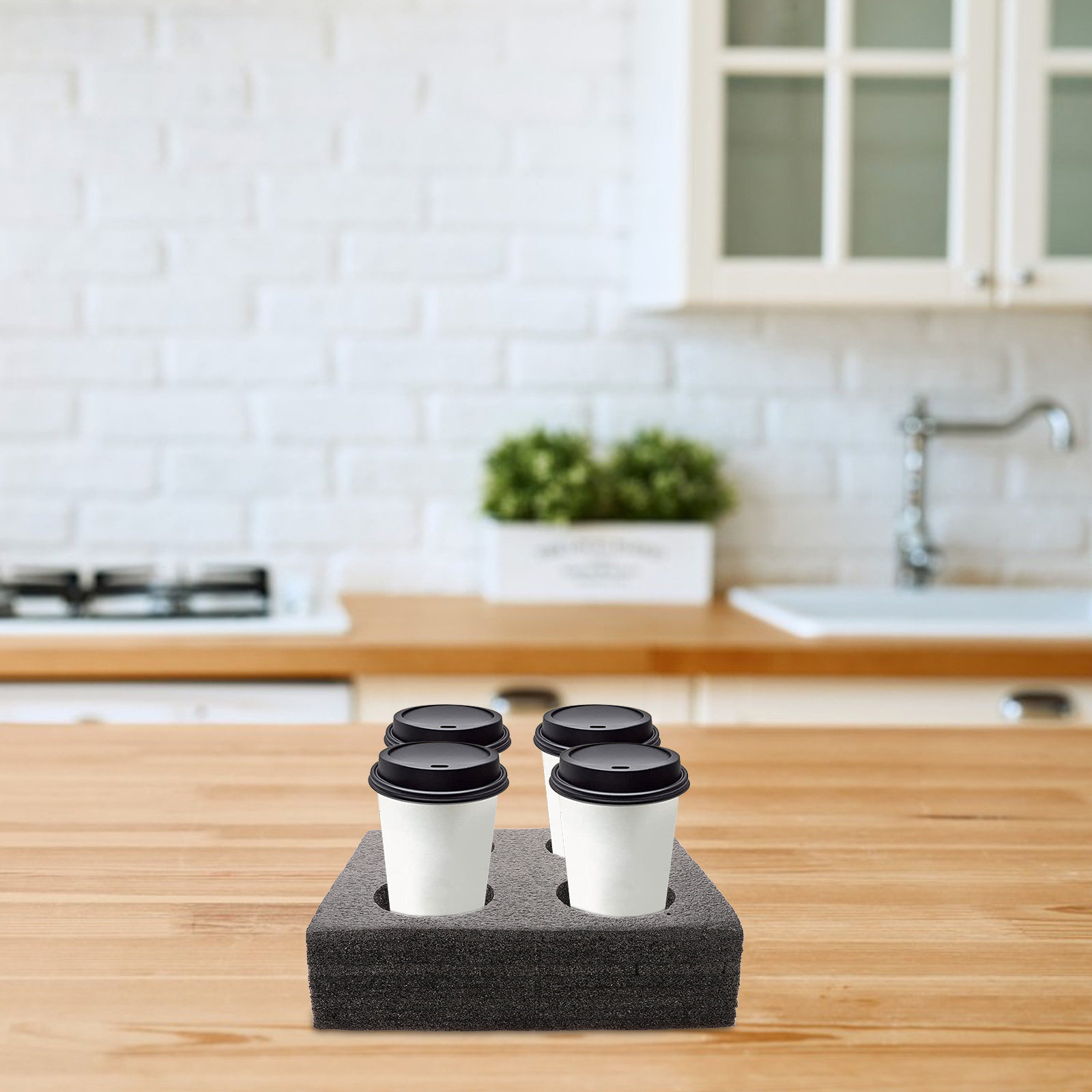 Coffee Tea Holder - ミルクティーカップトレイ、テイクアウトコーヒーカップキャリア、ホット・コールドドリンクキャリア、軽量ドリンクホルダー（スムージーショップの配達用）