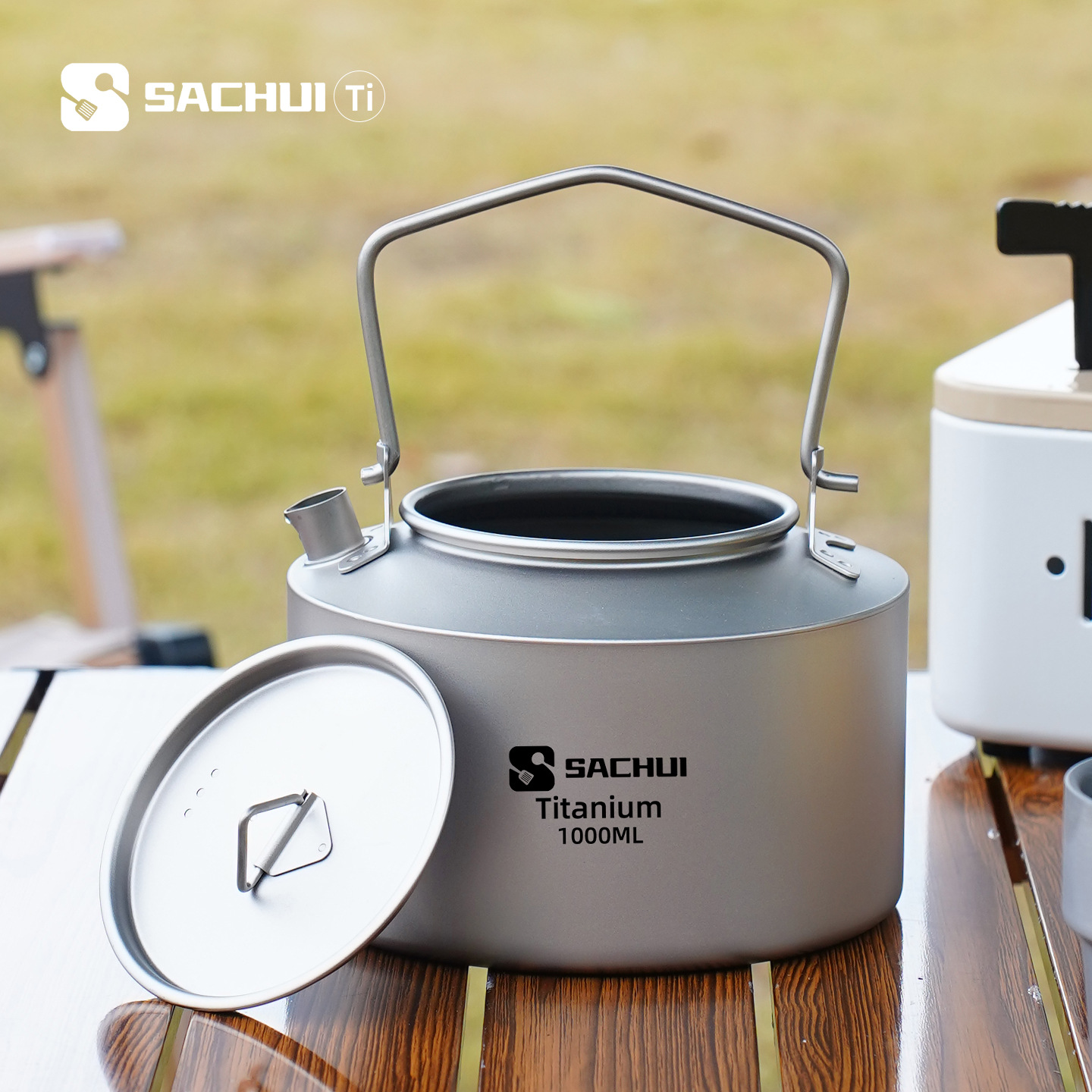 Tea Coffee Pot Set - 1000 ミリリットル純チタンケトル屋外超軽量茶コーヒーポットキャンプ調理器具ハイキング旅行用ポータブルウォーターケトル