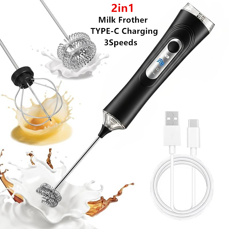 Coffee Tea Milk - 電動ミルク泡立て器 + エッグビーター ワイヤレス Type-C 充電