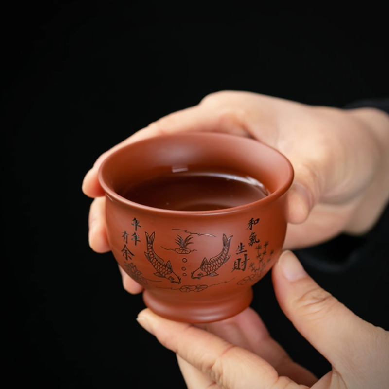 Tea Coffee Pot Set - 中国宜興紫粘土ティーカップコーヒーカップウーロン茶手作りブティックティーボウルマスターティーカップポータブル個人シングルカップ