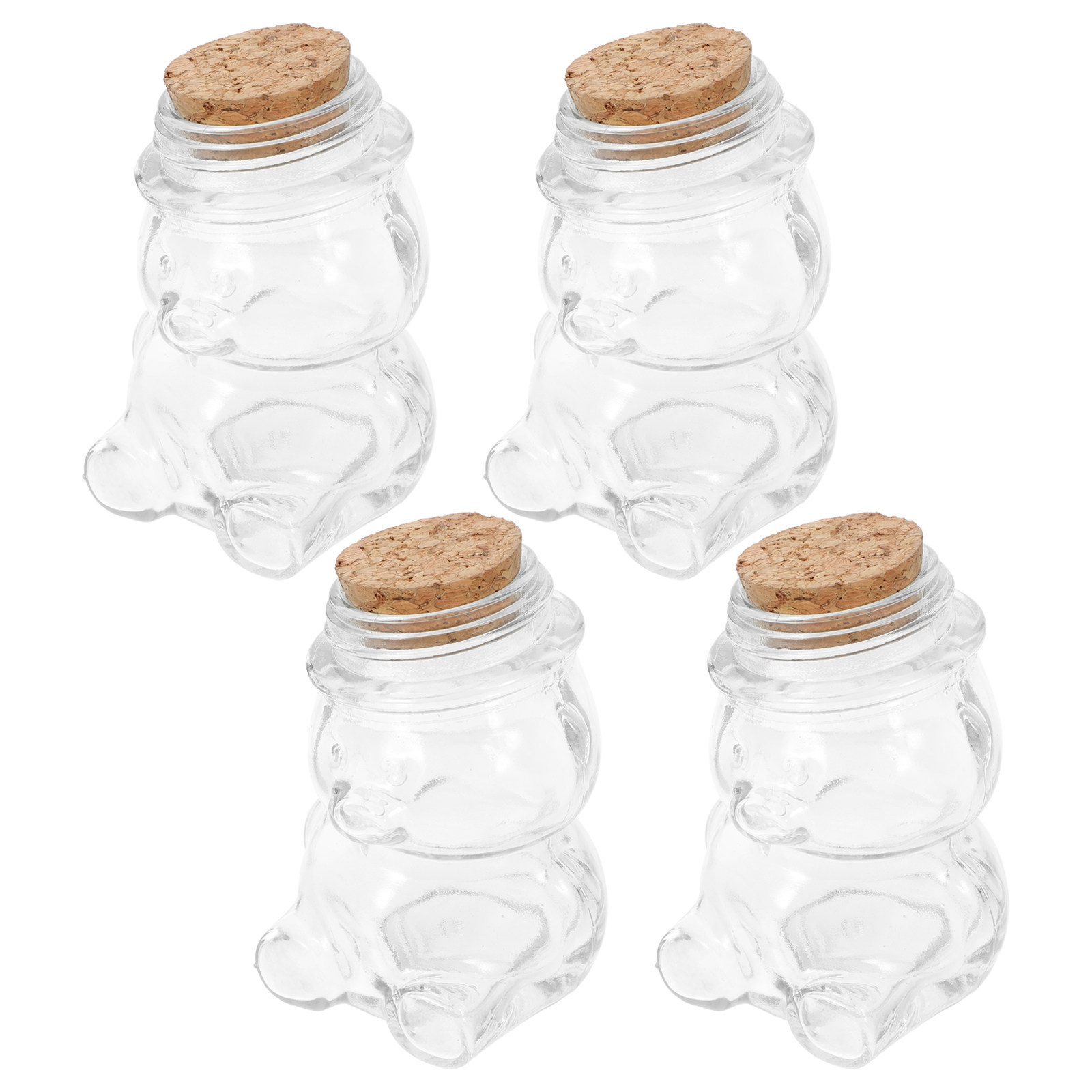 Coffee Tea Containers - 4個入りガラスキャンディジャーセット 透明な気密食品保存容器 お菓子、ビスケット、紅茶、コーヒー、砂糖、塩、胡椒、ジュエリー用