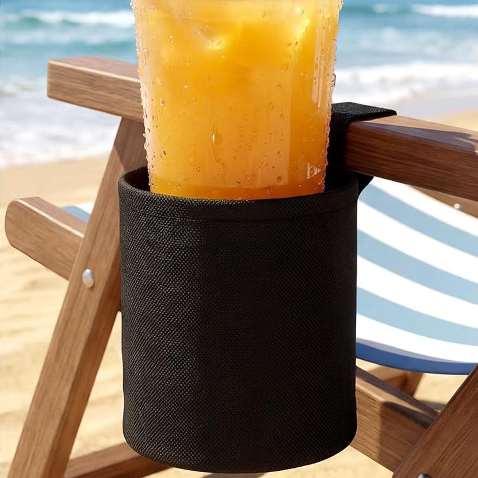 Coffee Tea Holder - ビーチチェア用カップホルダー 600Dオックスフォード生地 ドリンクオーガナイザー 芝生用チェアカップホルダー 芝生、釣り、パティオ、屋外、水筒、プール用