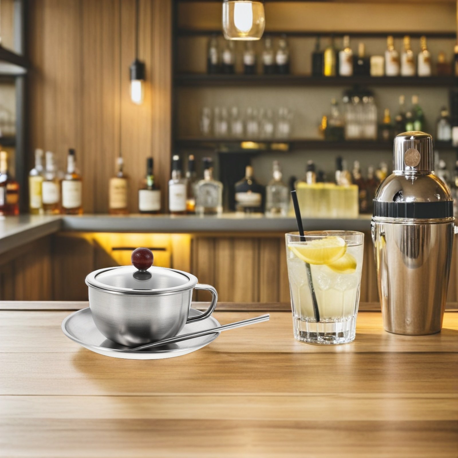 Coffee Tea Latte - 1 セットヴィンテージコーヒーカップセットステンレス鋼素朴なマグカップソーサーエスプレッソカプチーノラテ茶ドリンクウェアキッチンバー用品