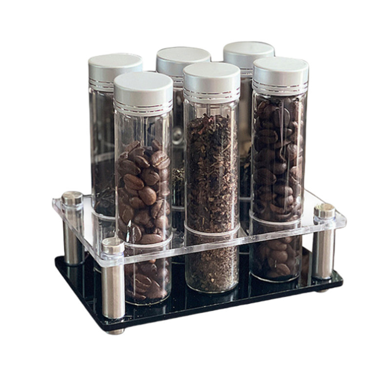 Coffee Tea Containers - コーヒー豆保存容器ポータブルコーヒー保存瓶ディスプレイラックガラスティーチューブボトルシリコン漏斗エスプレッソツール付き