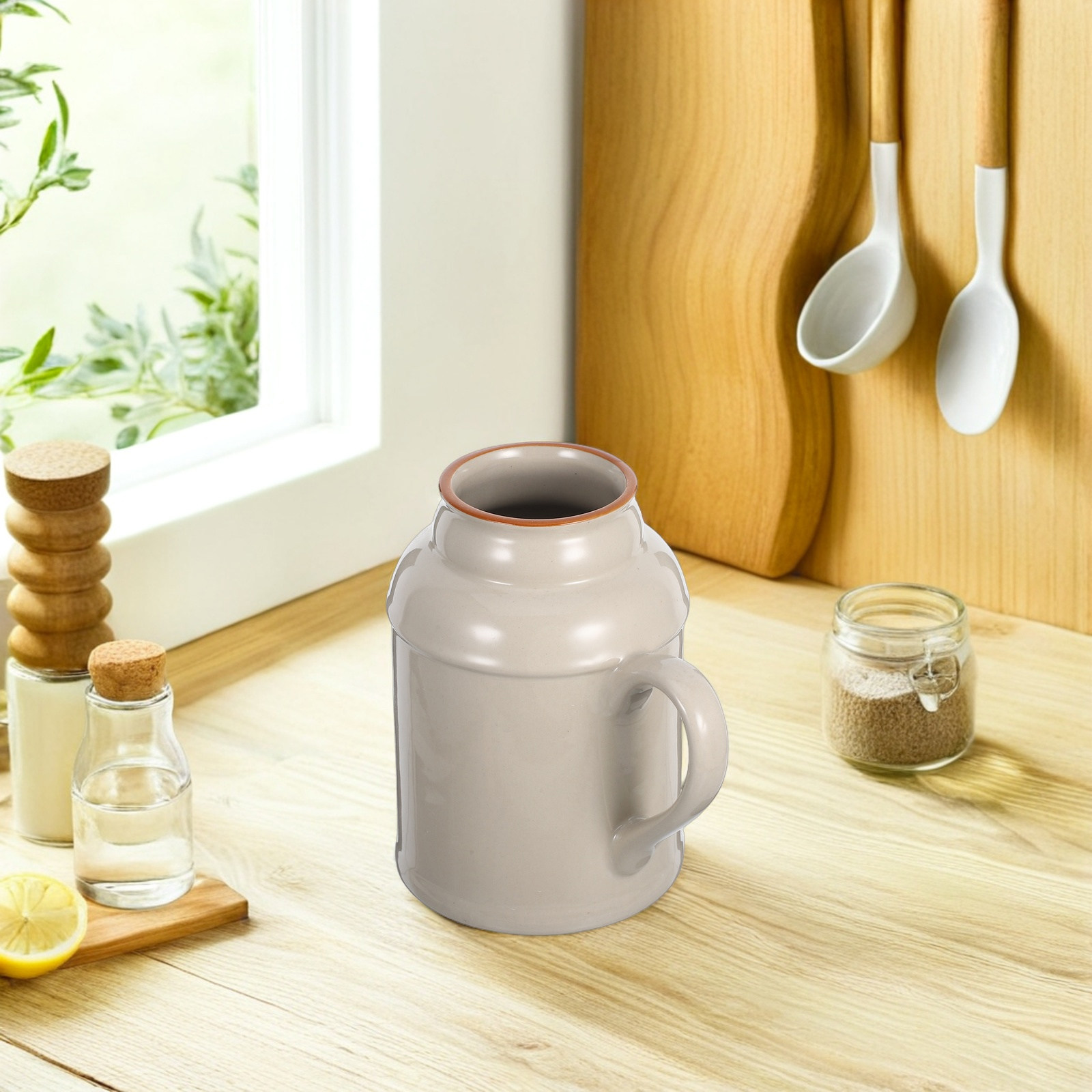 装飾的なヴィンテージセラミック製水差し、蓋付きレトロキッチン - Coffee Tea Containers のレビューと価格