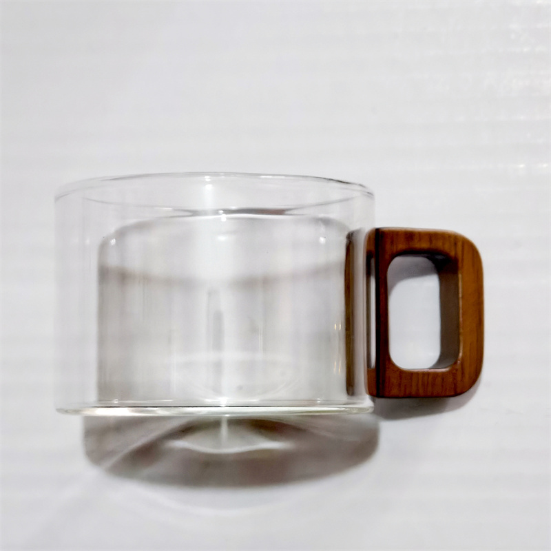 200 ミリリットル新鮮な挽きたてのラテガラスコーヒーマグ木 - Coffee Tea Latte のレビューと価格