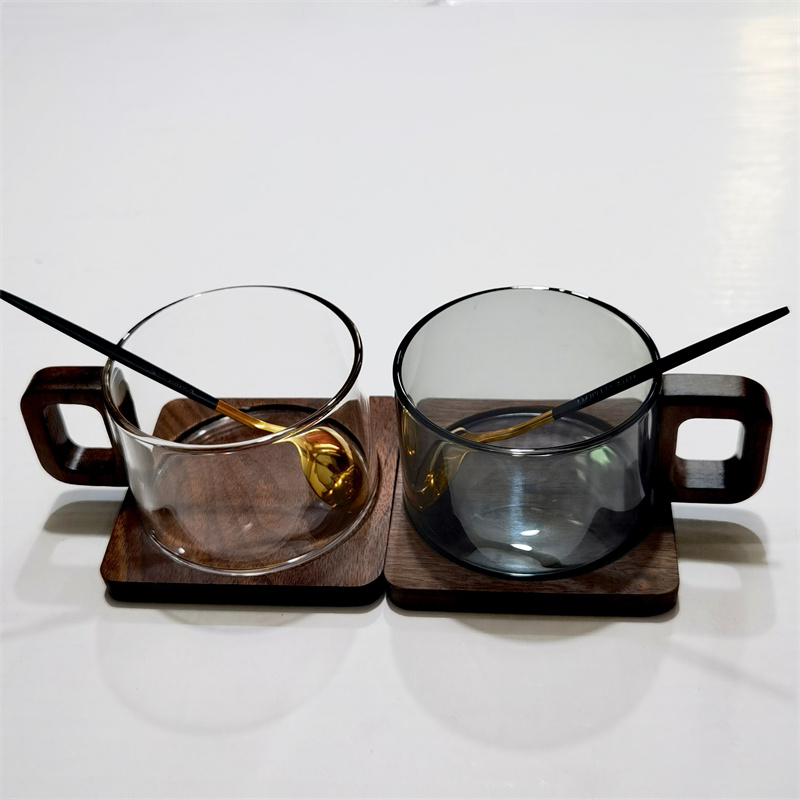 200 ミリリットル新鮮な挽きたてのラテガラスコーヒーマグ木 - Coffee Tea Latte のレビューと価格