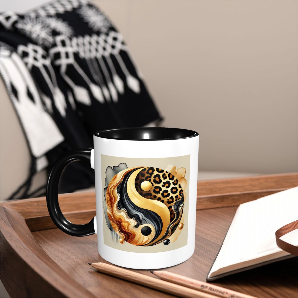 レオパード陰陽ラグジュアリーゴールドマーブルバランスデザイン - Coffee Tea Yin Yang のレビューと価格