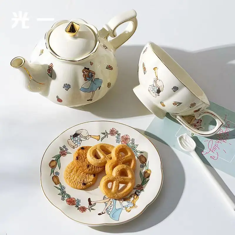 アリス セラミックティーコーヒーセット ウサギデザイン 高級 - Tea Coffee Pot Set のレビューと価格
