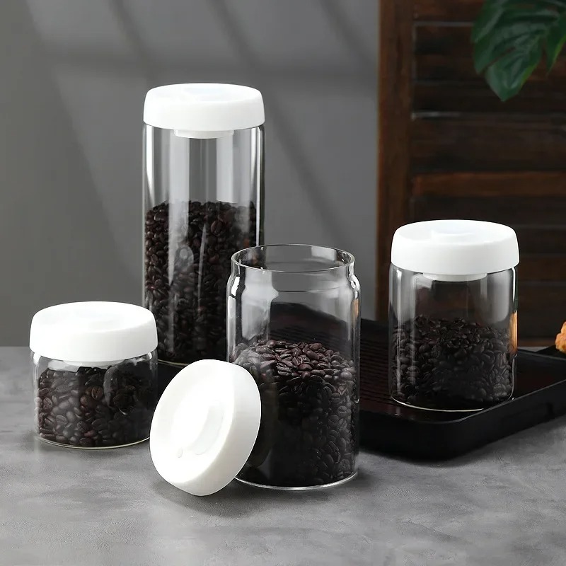 手動真空密閉コーヒージャー 高ホウケイ酸ガラス 防湿茶保存容 - Coffee Tea Containers のレビューと価格