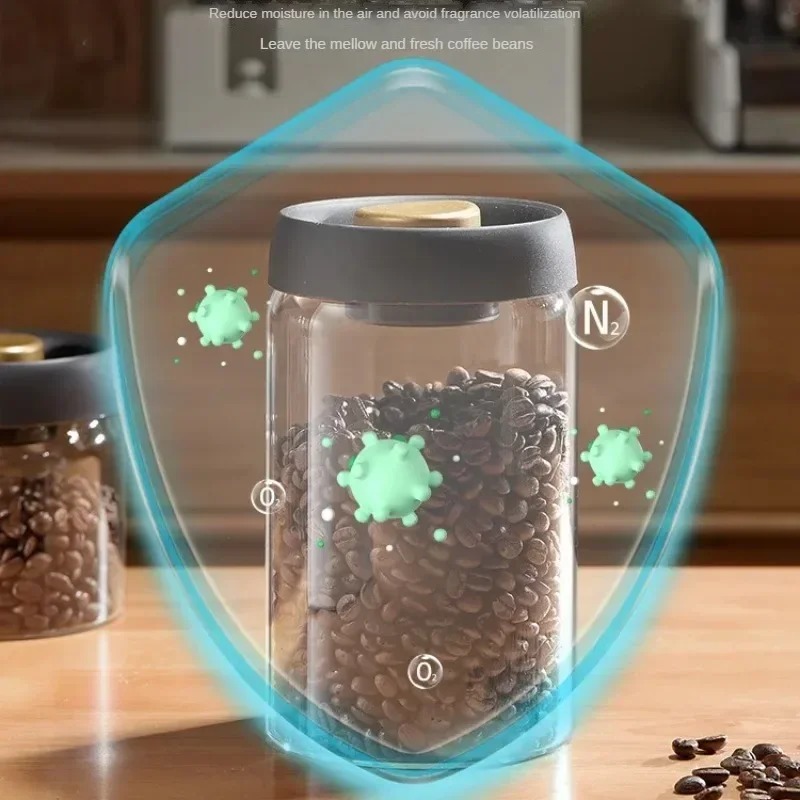 手動真空密閉コーヒージャー 高ホウケイ酸ガラス 防湿茶保存容 - Coffee Tea Containers のレビューと価格
