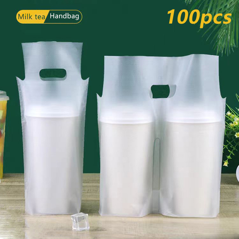 100 個使い捨て飲料ビニール袋コーヒーテイクアウトトートバ - Coffee Tea Milk のレビューと価格