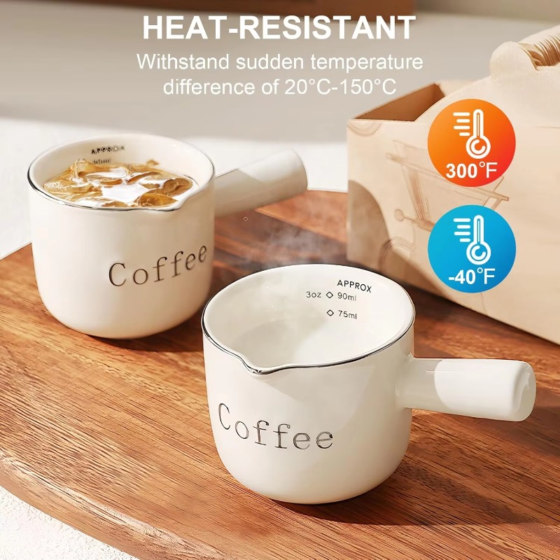 ハンドル付きミニセラミックコーヒーカップ,V字型注ぎ口,ミル - Coffee Tea Milk のレビューと価格