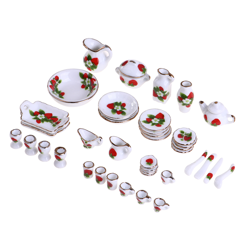 1セット1:12ミニチュアドールハウス花パッテン磁器コーヒー - Tea Coffee Pot Set のレビューと価格