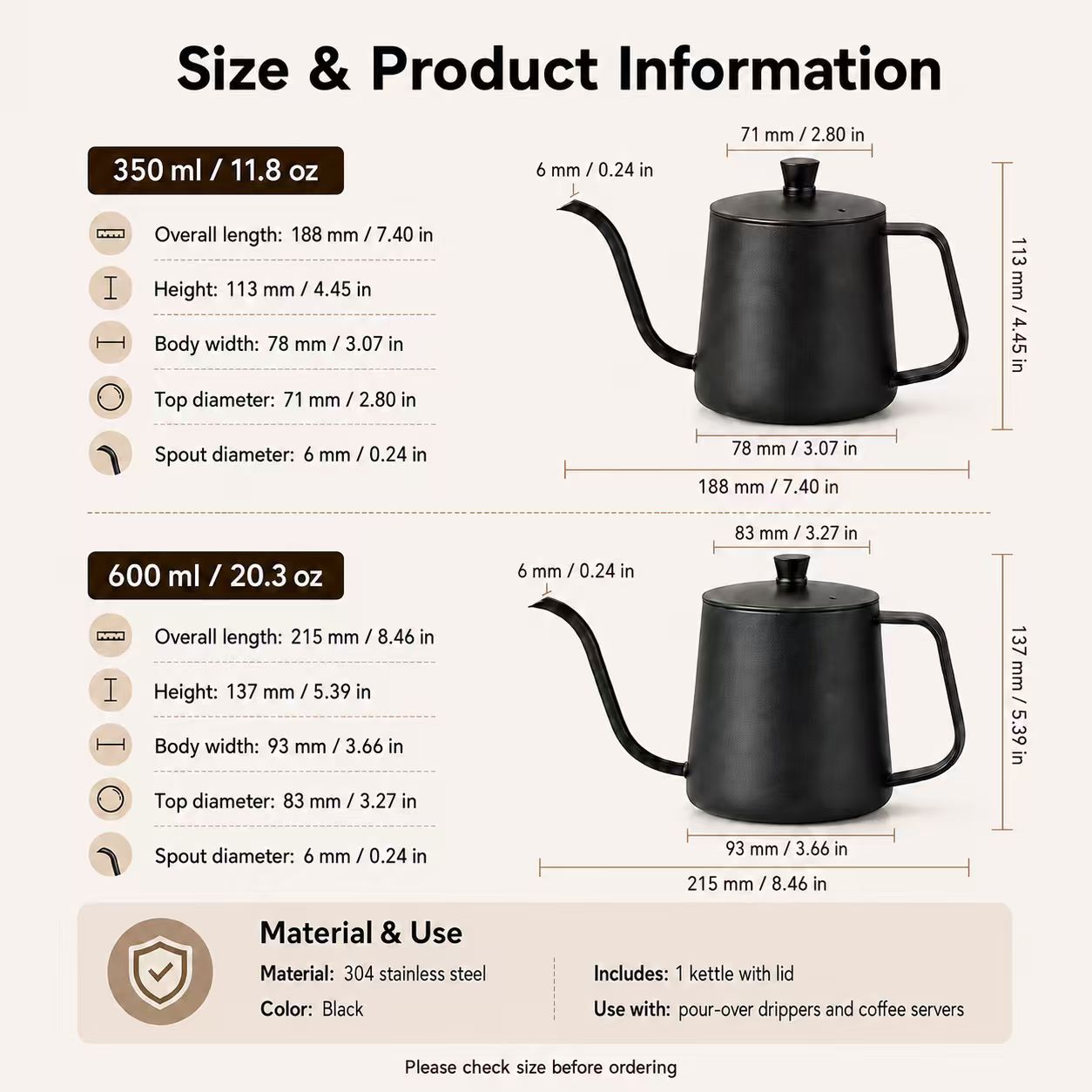 304ステンレス製コーヒーポット、細長い尖った注ぎ口付きポッ - Tea Coffee Pot Set のレビューと価格