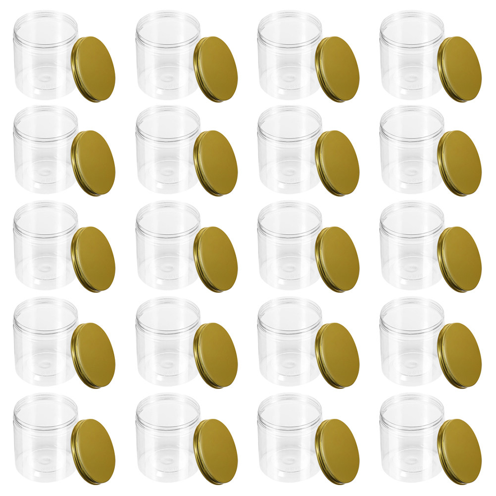 20個入りプラスチック製保存瓶 透明広口ジャー ツイスト蓋付 - Coffee Tea Containers のレビューと価格