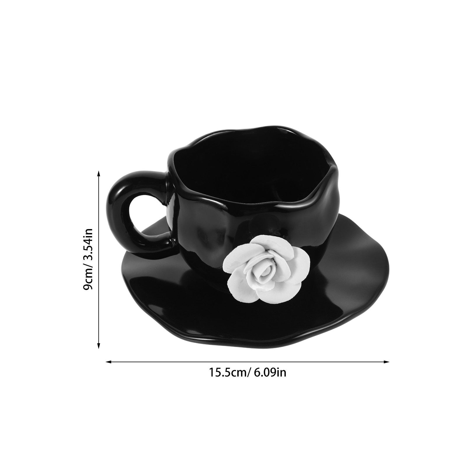 エレガントな3Dローズセラミックコーヒーカップ＆ソーサーセッ - Coffee Tea Latte のレビューと価格