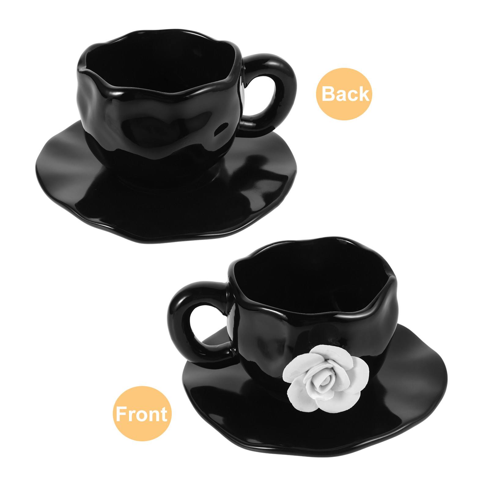 エレガントな3Dローズセラミックコーヒーカップ＆ソーサーセッ - Coffee Tea Latte のレビューと価格