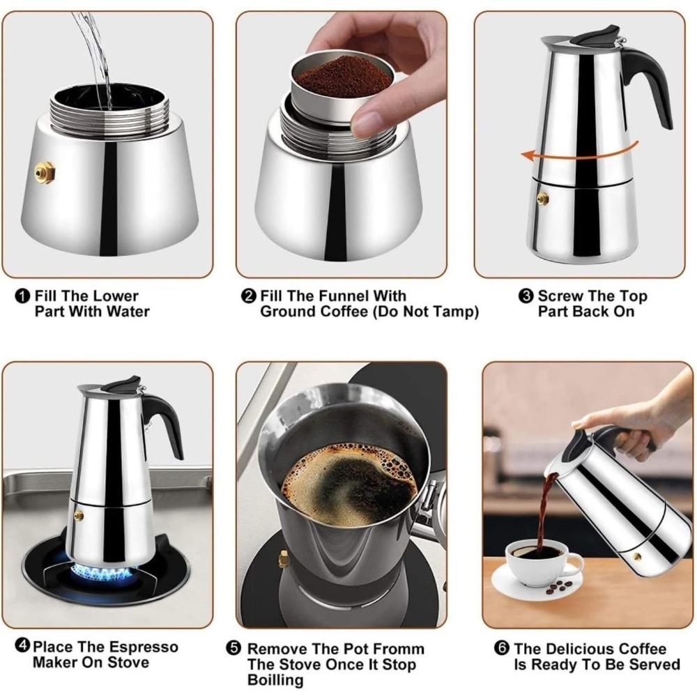 モカコーヒーポット ステンレス鋼エスプレッソポット コーヒー - Coffee Tea Latte のレビューと価格
