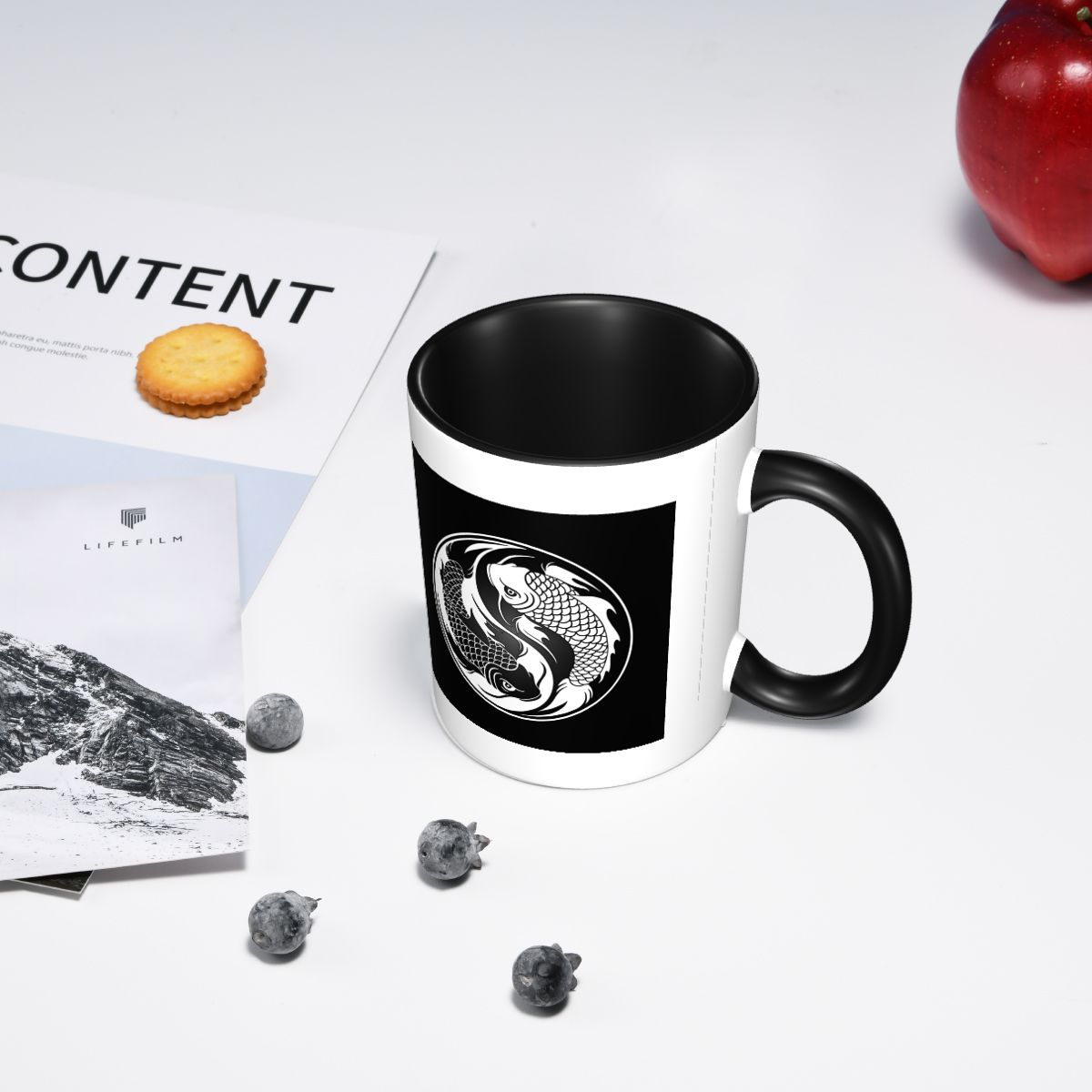 黒と白の陰陽鯉魚マグカップ面白いセラミックコーヒーカップティ - Coffee Tea Yin Yang のレビューと価格