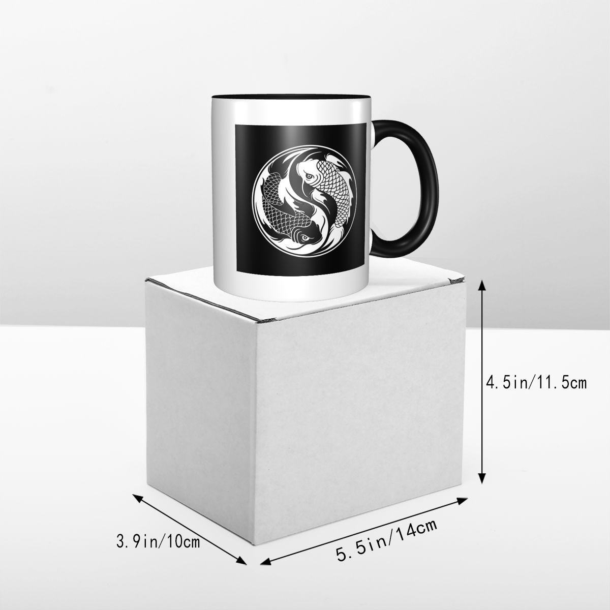 黒と白の陰陽鯉魚マグカップ面白いセラミックコーヒーカップティ - Coffee Tea Yin Yang のレビューと価格