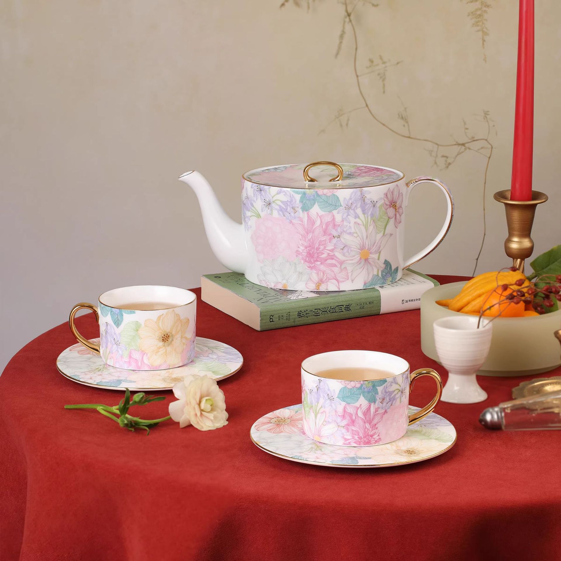Yjq景徳鎮陶磁器製ワンポット四杯コーヒーカップ＆ソーサーア - Tea Coffee Pot Set のレビューと価格