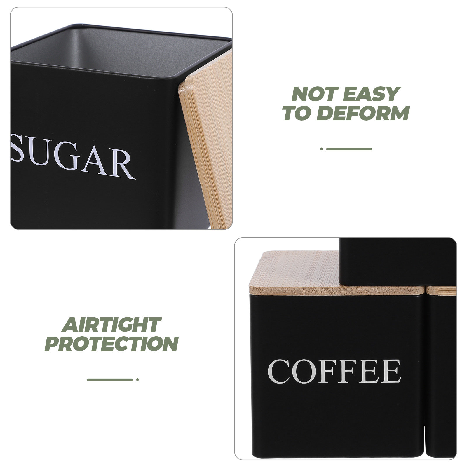 3個入り金属製茶葉・コーヒー・砂糖キャニスターセット、竹製蓋 - Coffee Tea Containers のレビューと価格